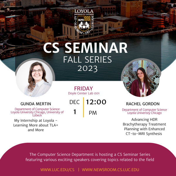 You're Invited to the CS Seminar Series! Join us this Friday, December 1st.